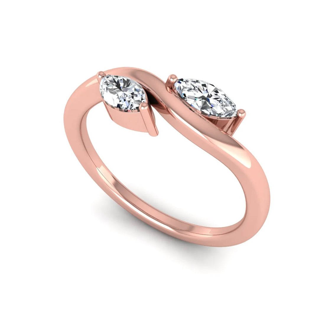 OctaPearl Marquise Leaf Inspire Lab Grown Diamond Two Stone Engagement Ring