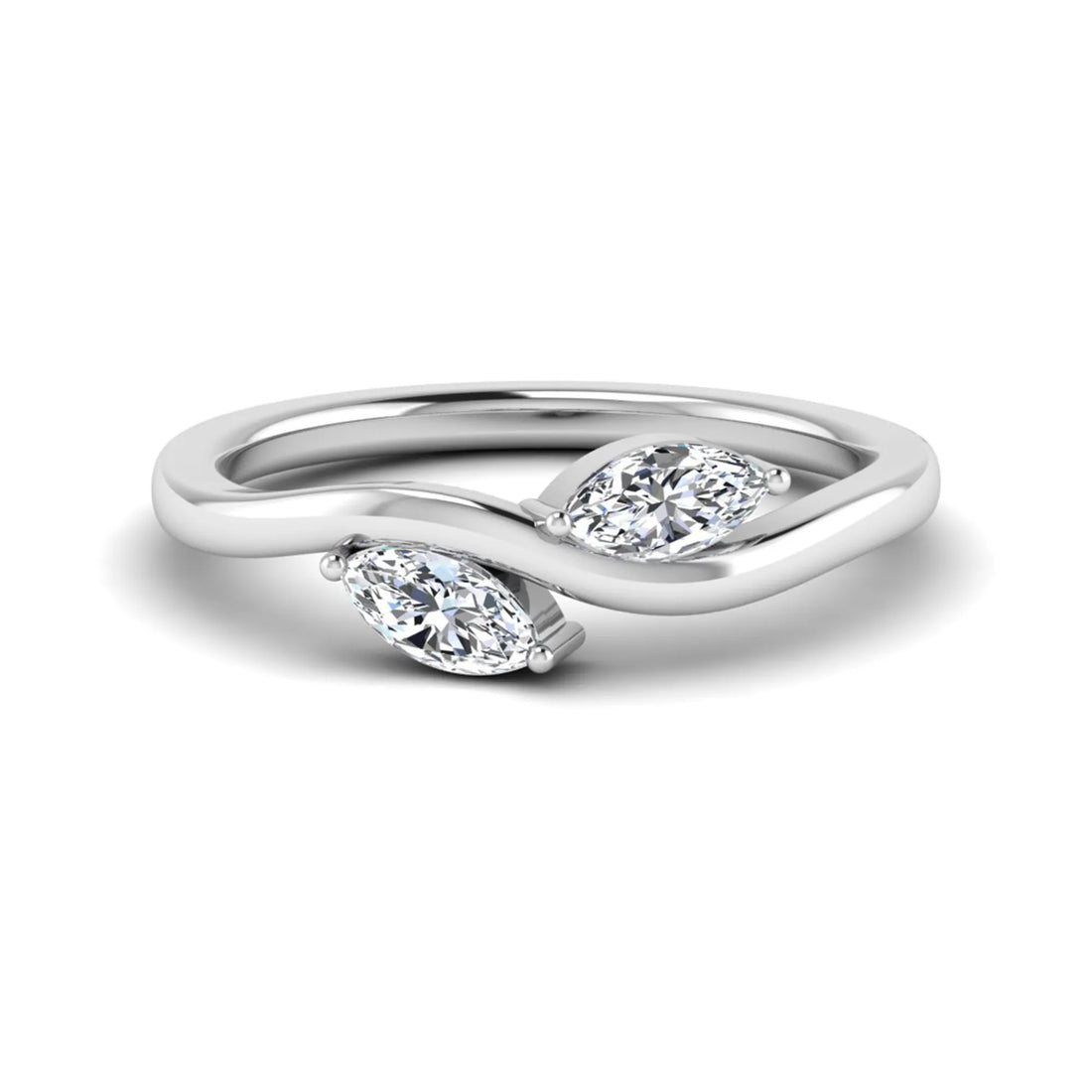 OctaPearl Marquise Leaf Inspire Lab Grown Diamond Two Stone Engagement Ring