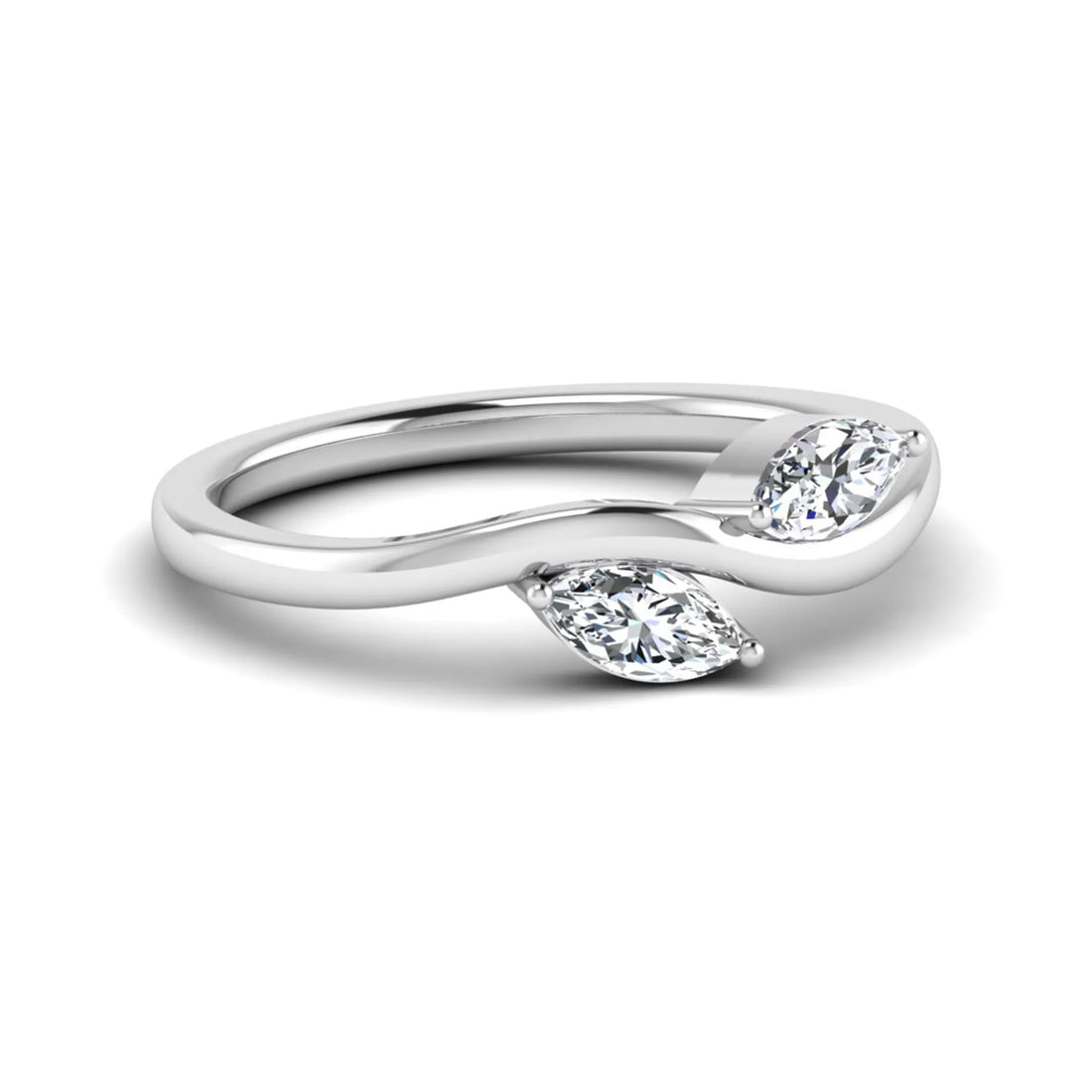 OctaPearl Marquise Leaf Inspire Lab Grown Diamond Two Stone Engagement Ring