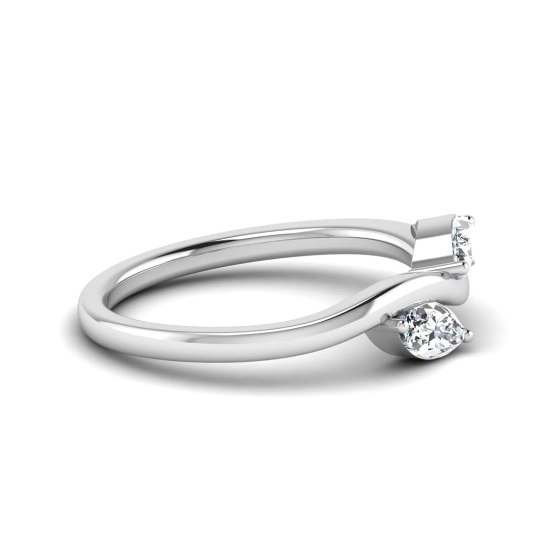 OctaPearl Marquise Leaf Inspire Lab Grown Diamond Two Stone Engagement Ring