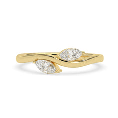 OctaPearl Marquise Leaf Inspire Lab Grown Diamond Two Stone Engagement Ring