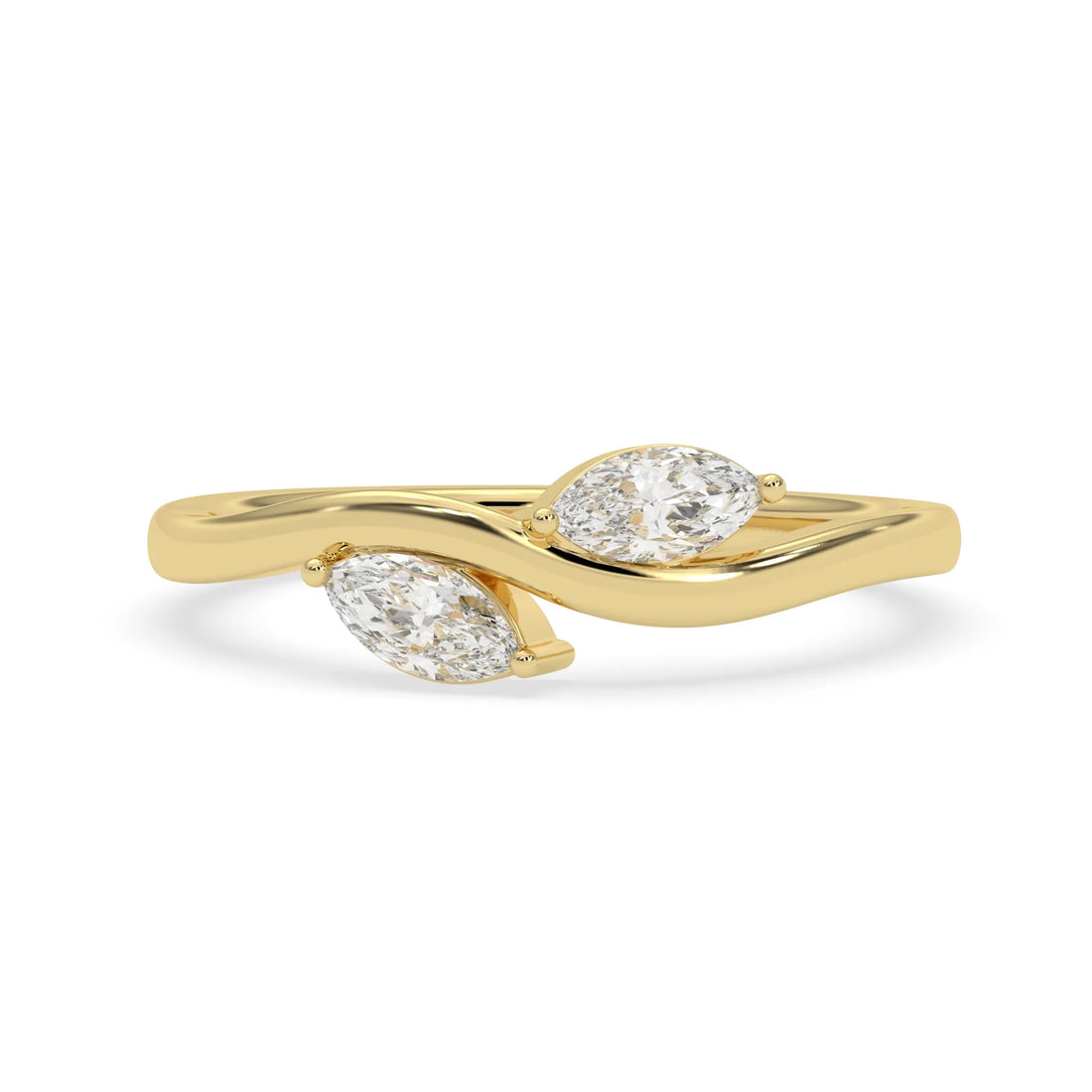 OctaPearl Marquise Leaf Inspire Lab Grown Diamond Two Stone Engagement Ring