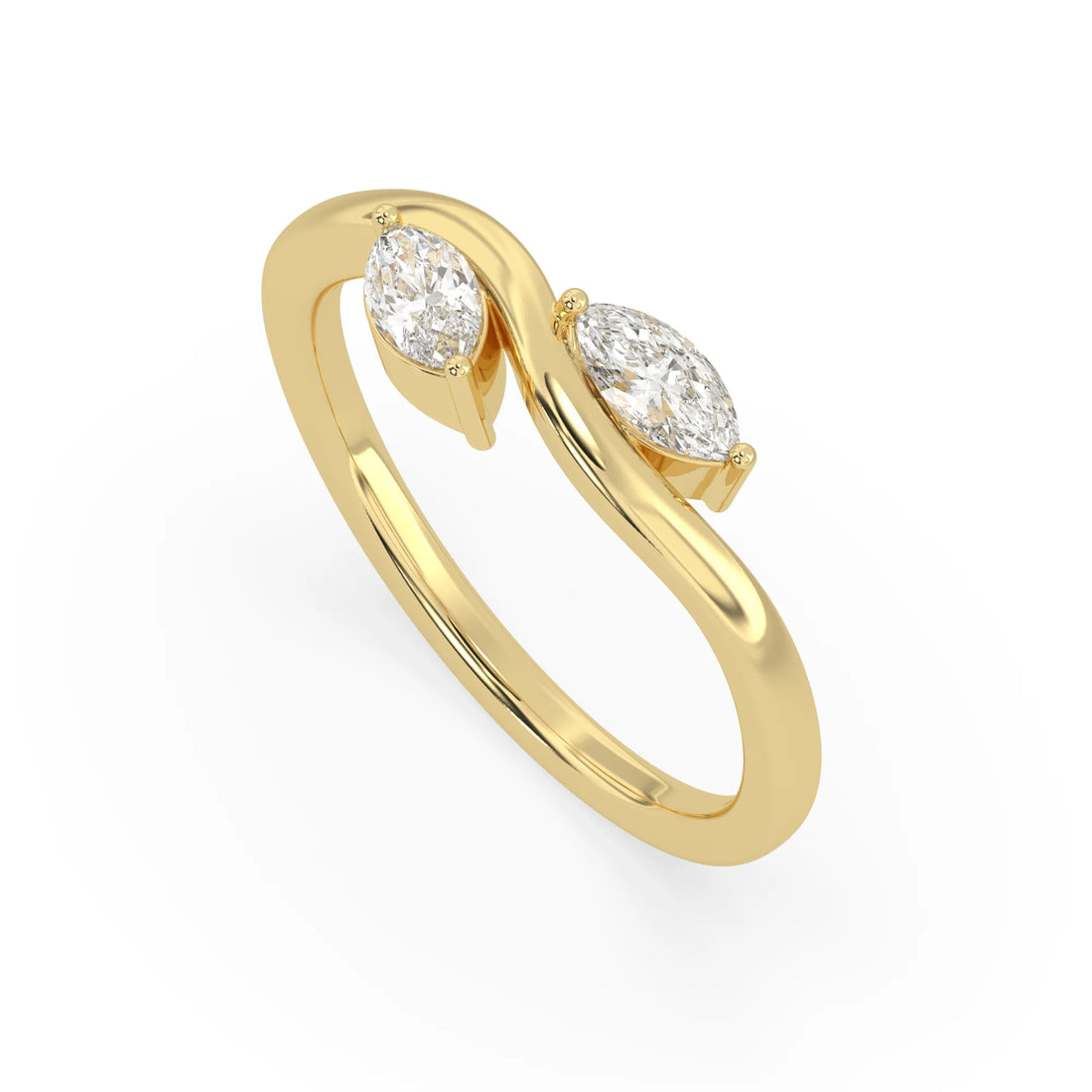 OctaPearl Marquise Leaf Inspire Lab Grown Diamond Two Stone Engagement Ring