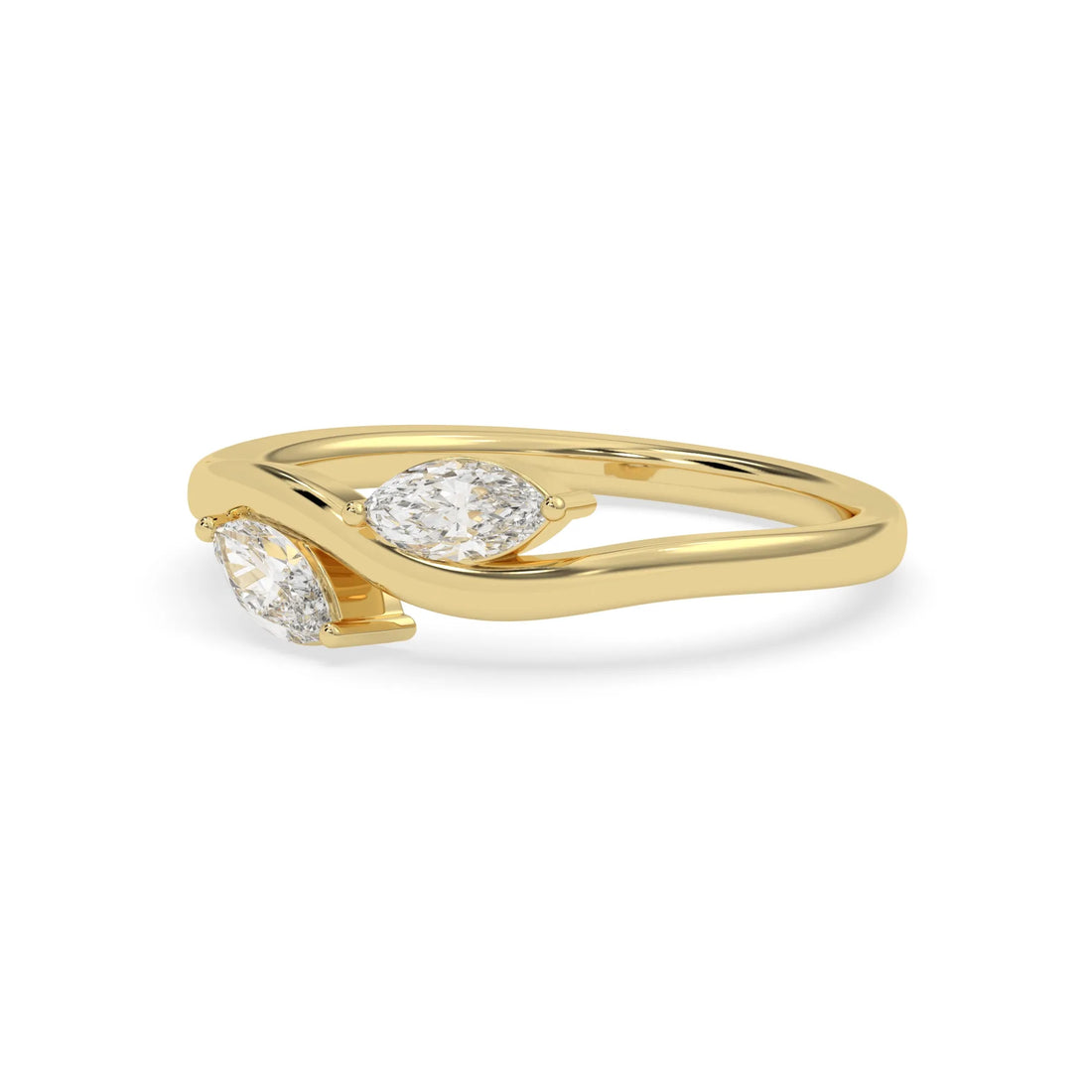 OctaPearl Marquise Leaf Inspire Lab Grown Diamond Two Stone Engagement Ring