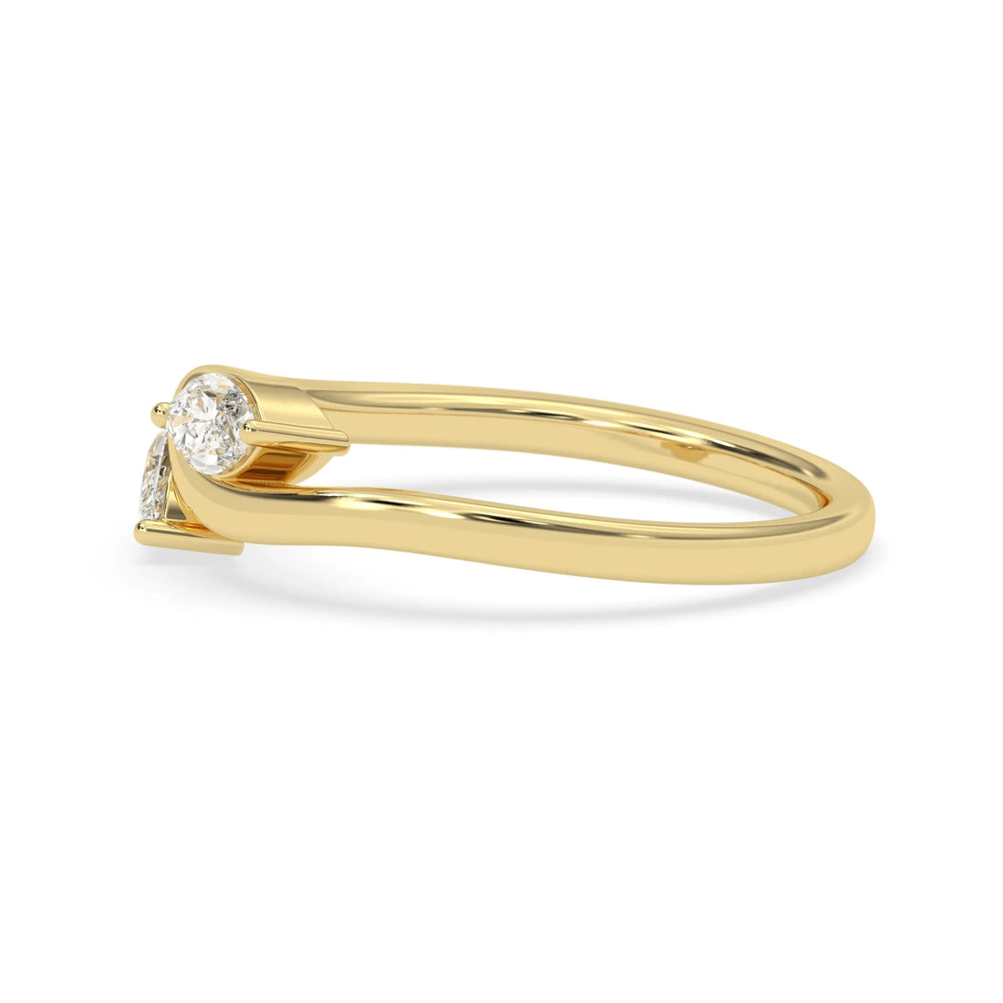 OctaPearl Marquise Leaf Inspire Lab Grown Diamond Two Stone Engagement Ring