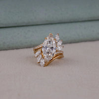 6.50 CT Marquise Moissanite Pave Wedding Bridal Ring Set | OctaPearl