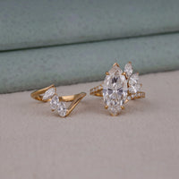 6.50 CT Marquise Moissanite Pave Wedding Bridal Ring Set | OctaPearl