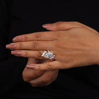 6.50 CT Marquise Moissanite Pave Wedding Bridal Ring Set | OctaPearl