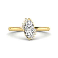 OctaPearl 1 ct Marquise North-South Accent Lab Grown Diamond Engagement Ring