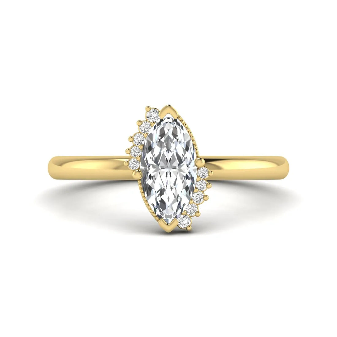 OctaPearl 1 ct Marquise North-South Accent Lab Grown Diamond Engagement Ring