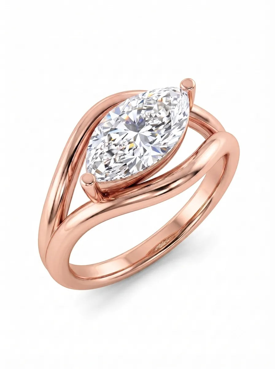 OctaPearl 1 ct Marquise Open Frame Solitaire Lab Grown Diamond Engagement Ring