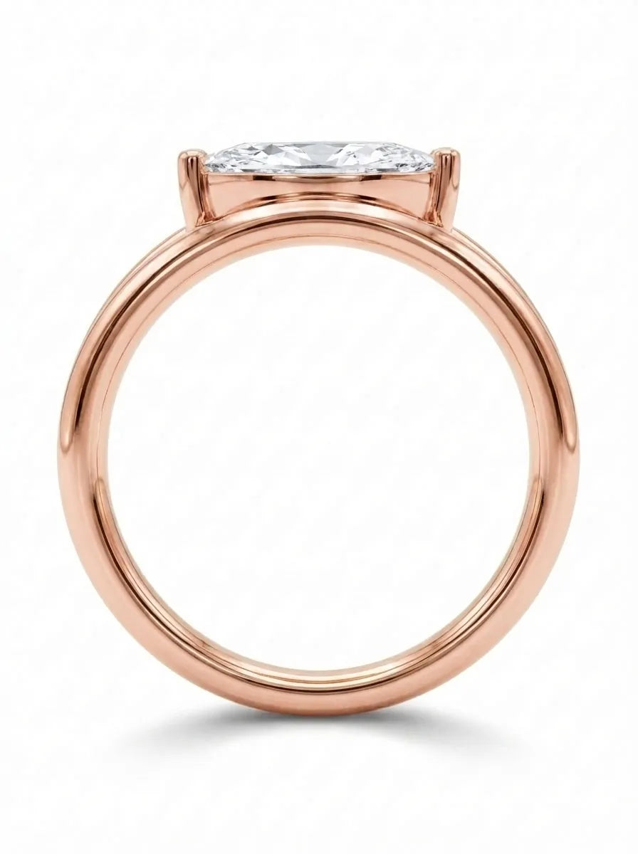 OctaPearl 1 ct Marquise Open Frame Solitaire Lab Grown Diamond Engagement Ring