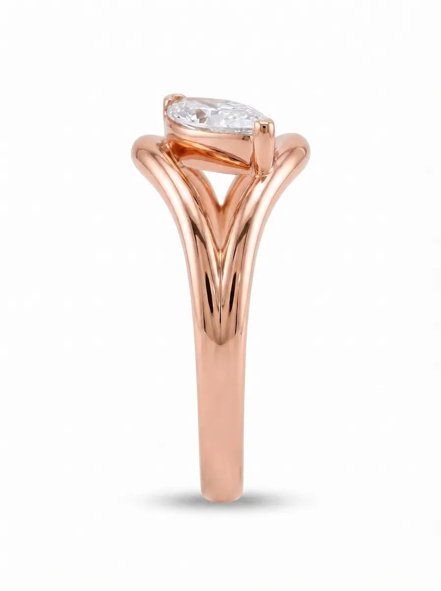OctaPearl 1 ct Marquise Open Frame Solitaire Lab Grown Diamond Engagement Ring