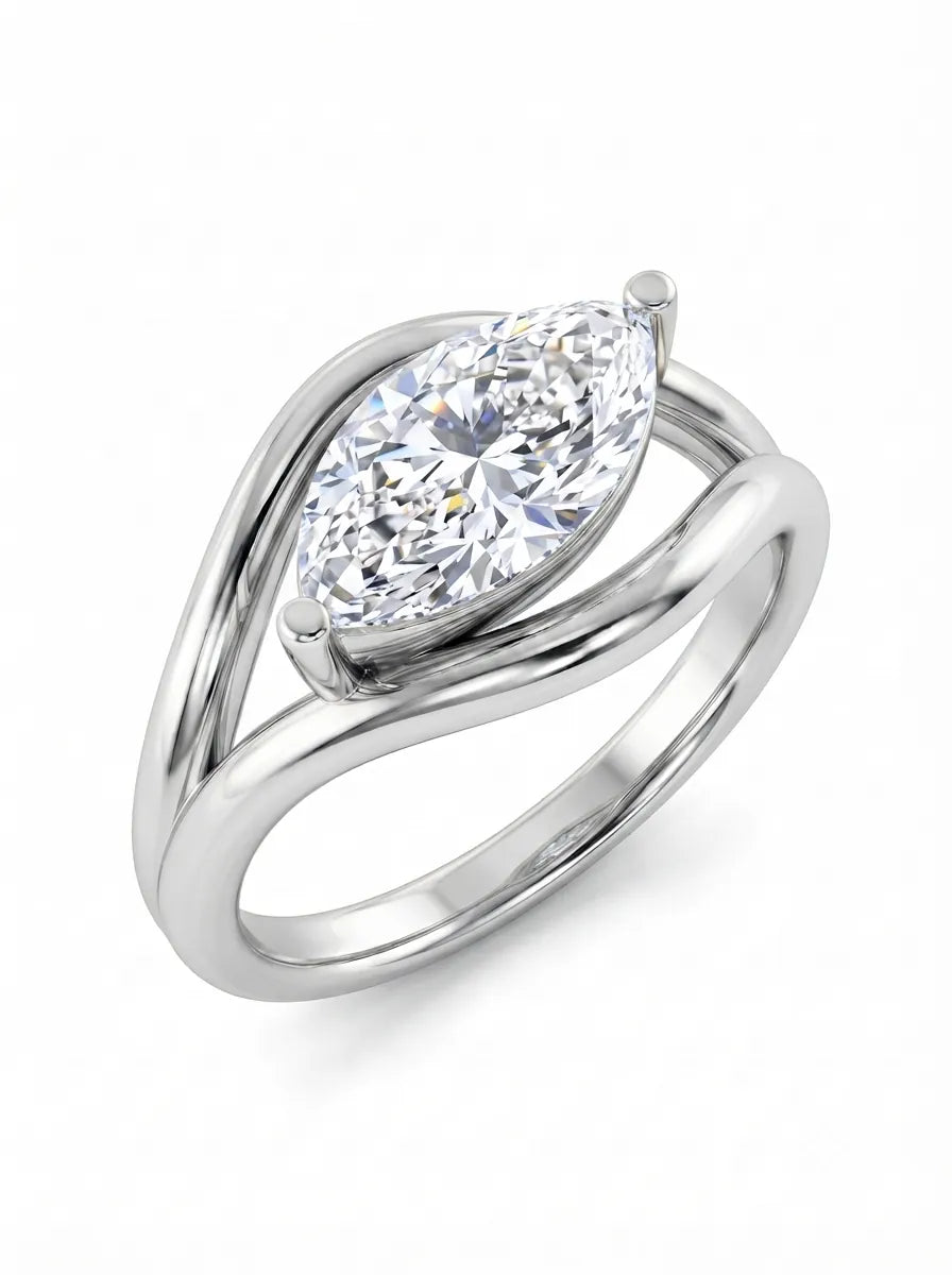 OctaPearl 1 ct Marquise Open Frame Solitaire Lab Grown Diamond Engagement Ring
