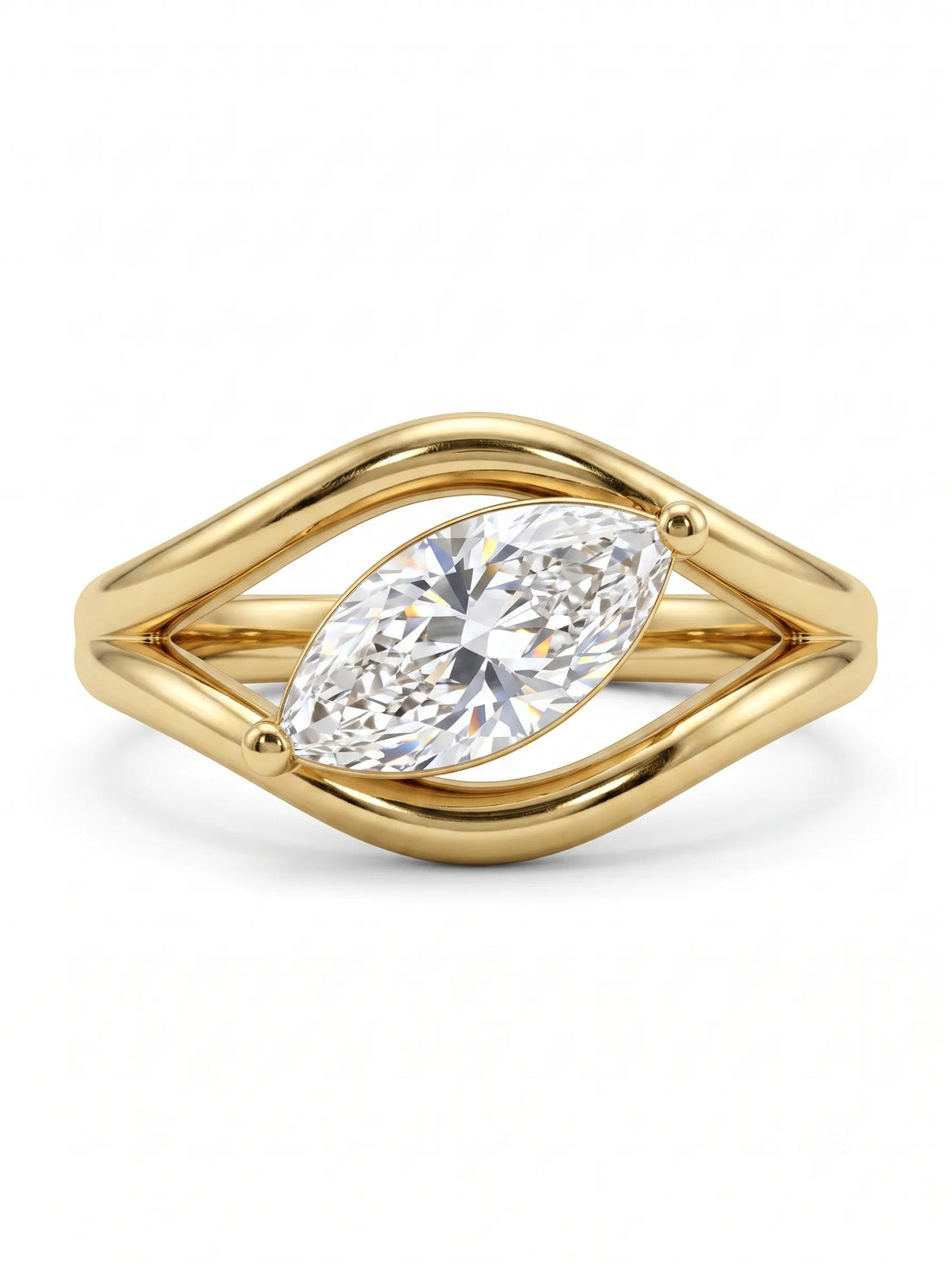 OctaPearl 1 ct Marquise Open Frame Solitaire Lab Grown Diamond Engagement Ring