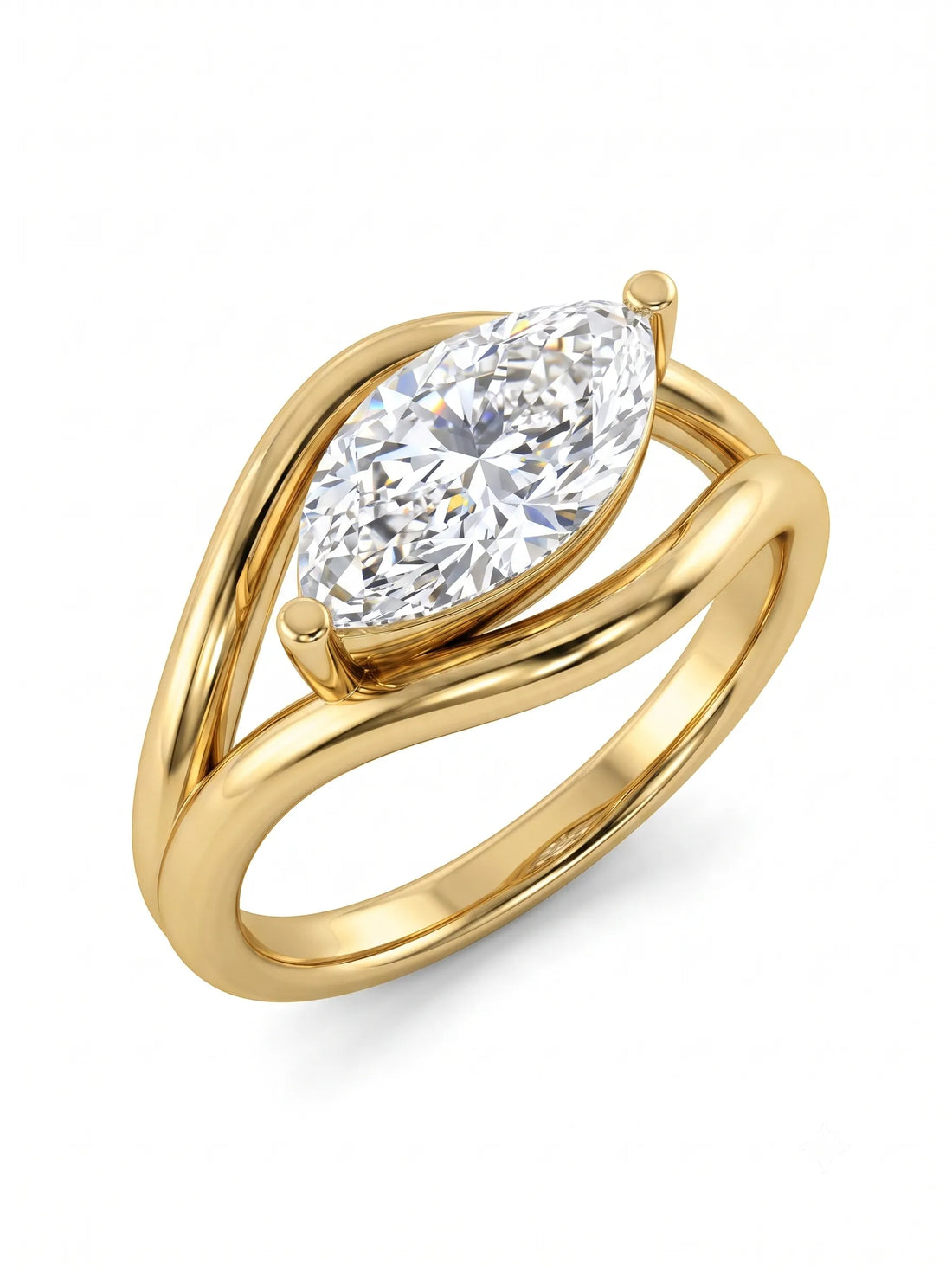 OctaPearl 1 ct Marquise Open Frame Solitaire Lab Grown Diamond Engagement Ring