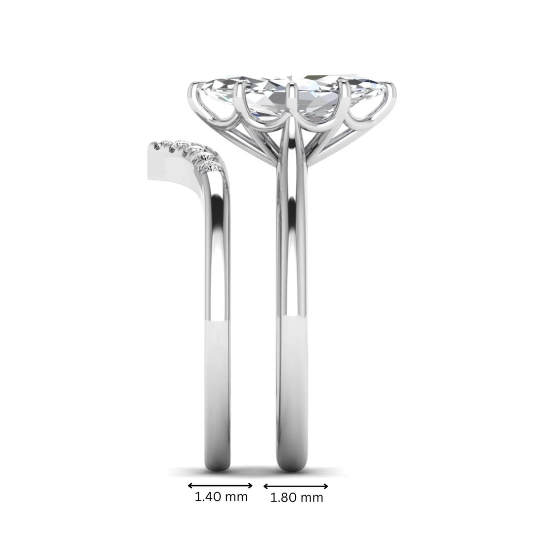 OctaPearl 1.5 ct Marquise Prong Set Lab Grown Diamond Bypass Engagement Ring