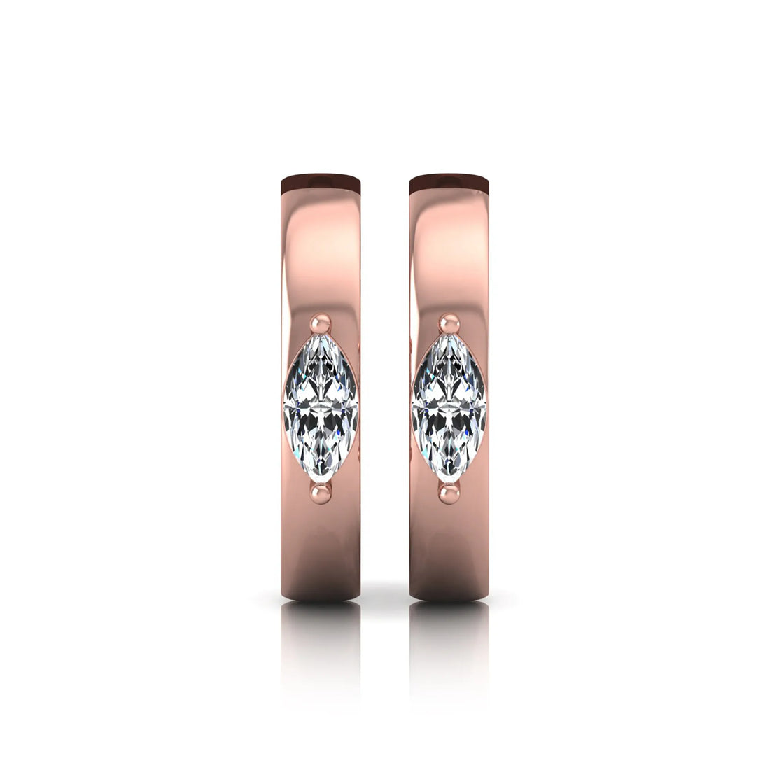 OctaPearl Marquise Prong Set Lab Grown Diamond Huggie Hoop Earrings