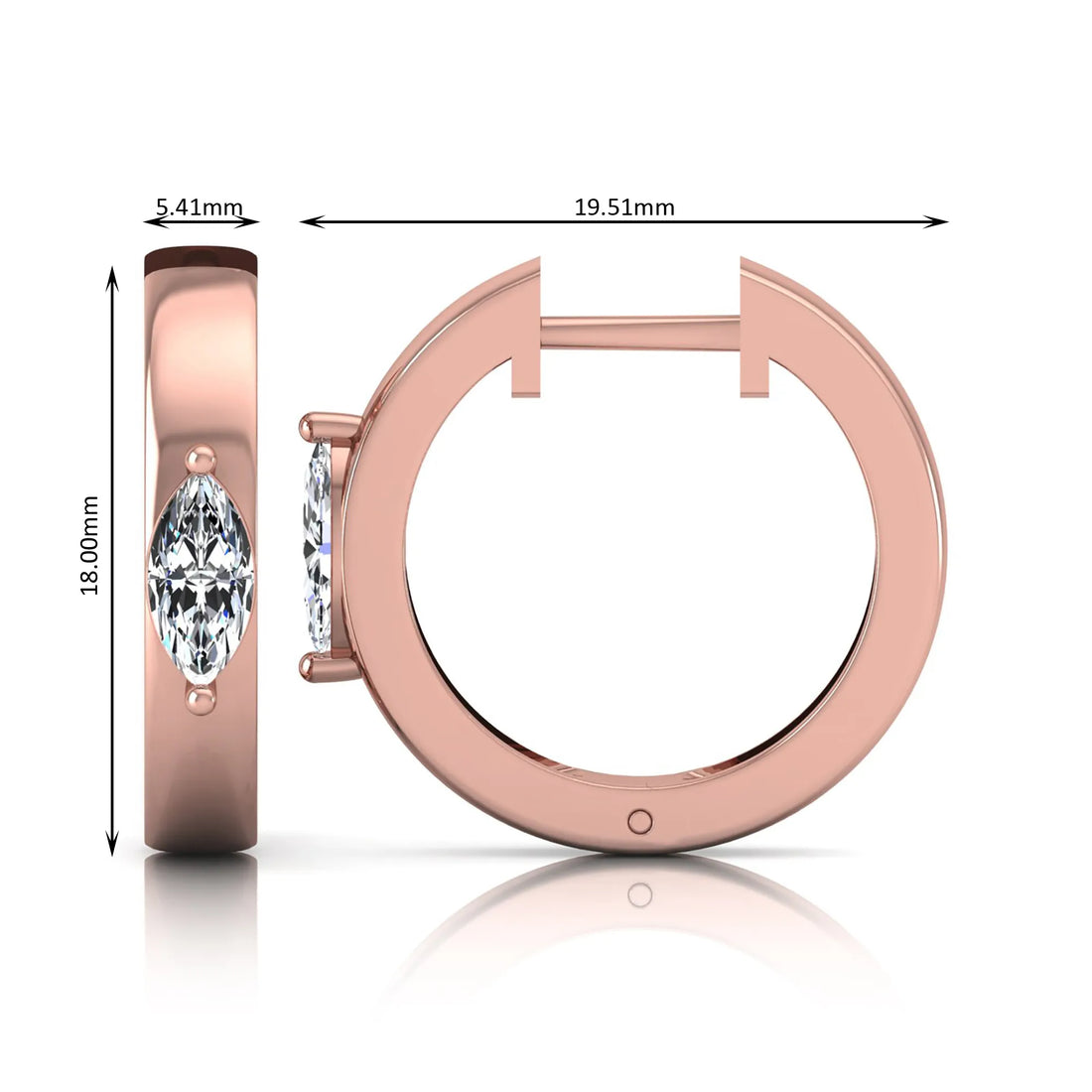 OctaPearl Marquise Prong Set Lab Grown Diamond Huggie Hoop Earrings
