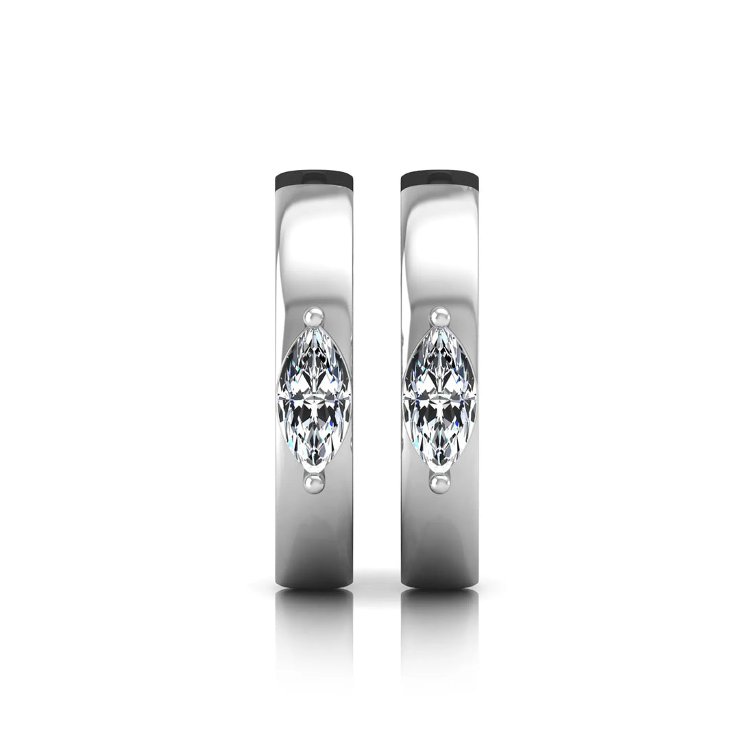 OctaPearl Marquise Prong Set Lab Grown Diamond Huggie Hoop Earrings