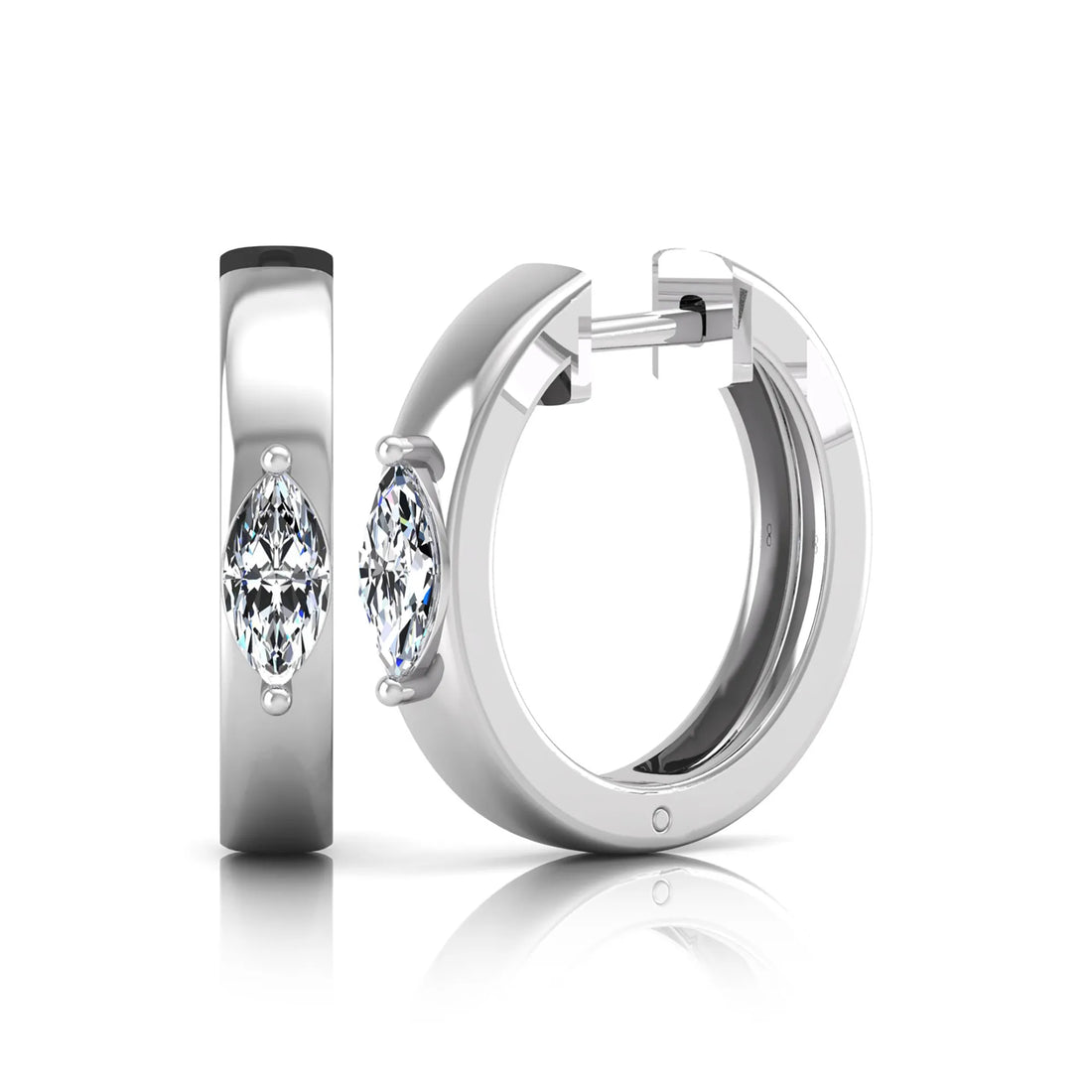 OctaPearl Marquise Prong Set Lab Grown Diamond Huggie Hoop Earrings