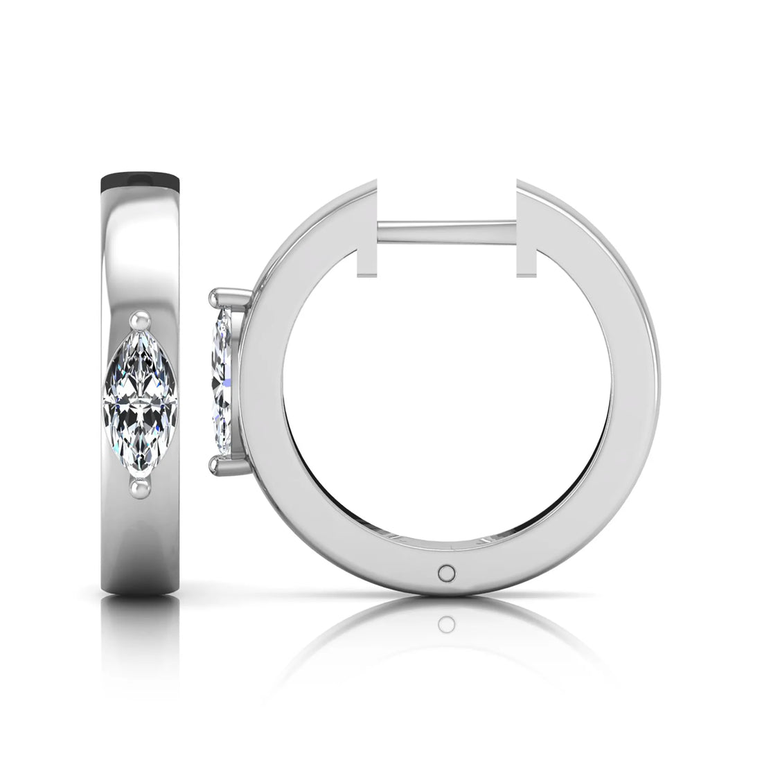 OctaPearl Marquise Prong Set Lab Grown Diamond Huggie Hoop Earrings