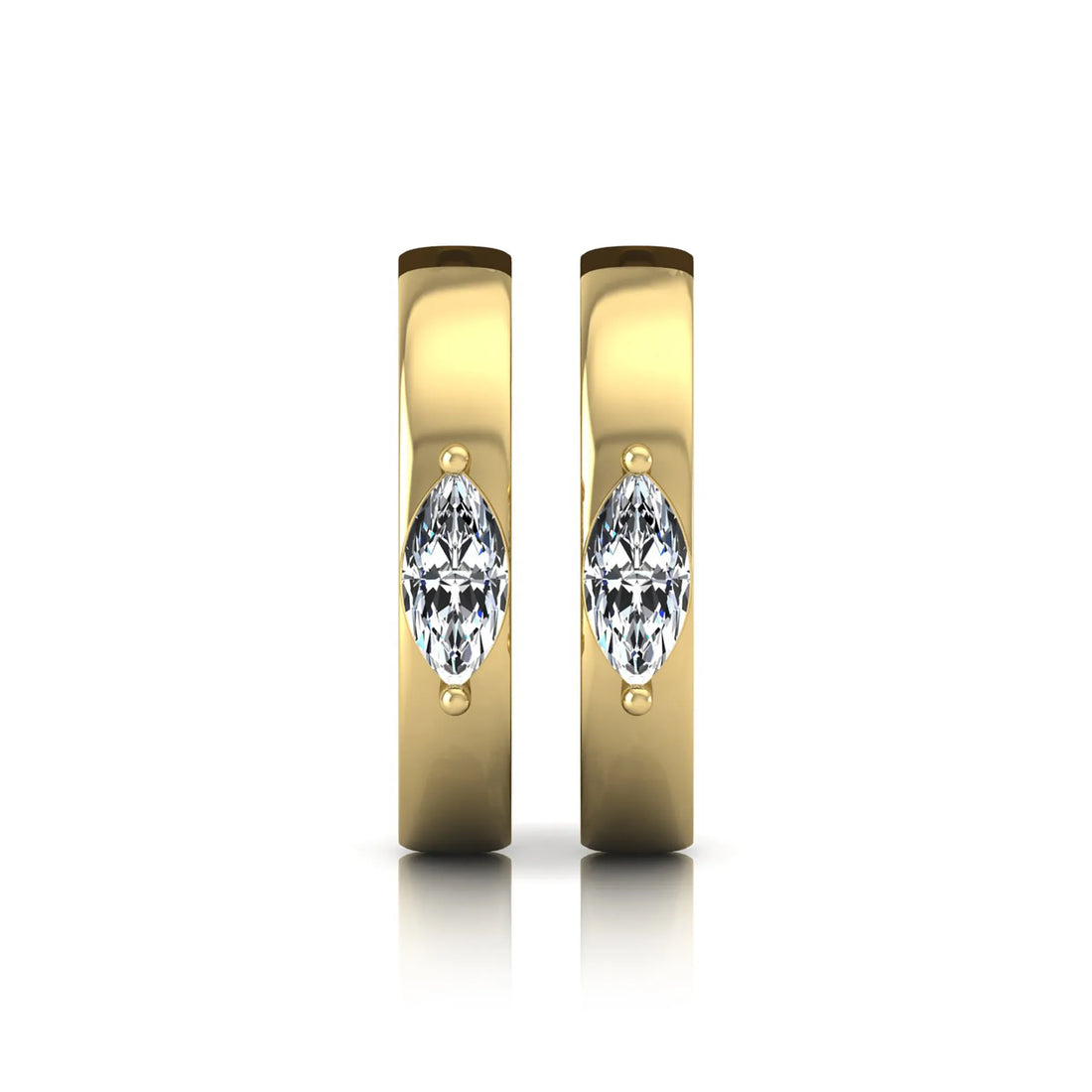 OctaPearl Marquise Prong Set Lab Grown Diamond Huggie Hoop Earrings