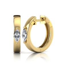 OctaPearl Marquise Prong Set Lab Grown Diamond Huggie Hoop Earrings