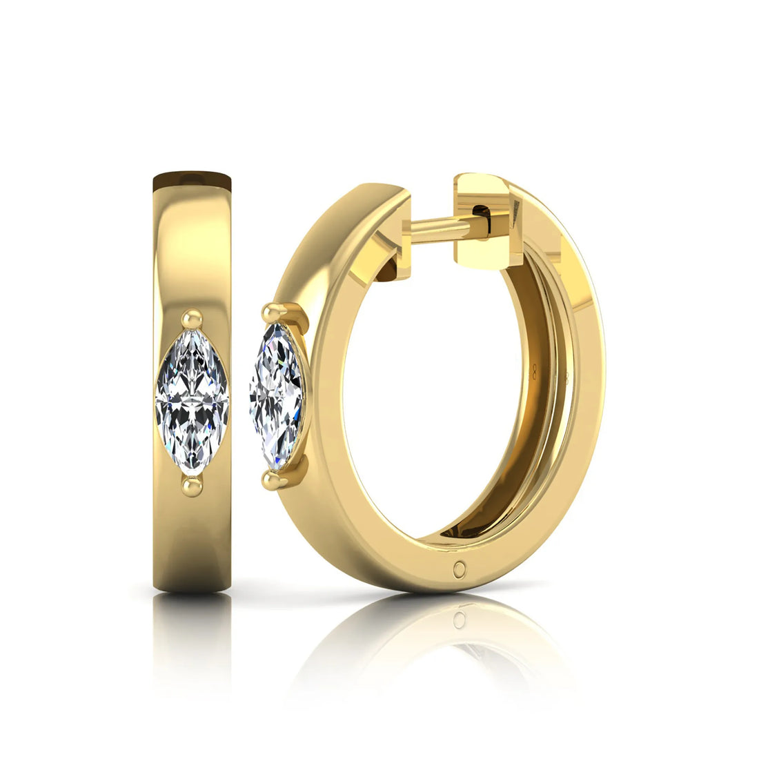 OctaPearl Marquise Prong Set Lab Grown Diamond Huggie Hoop Earrings