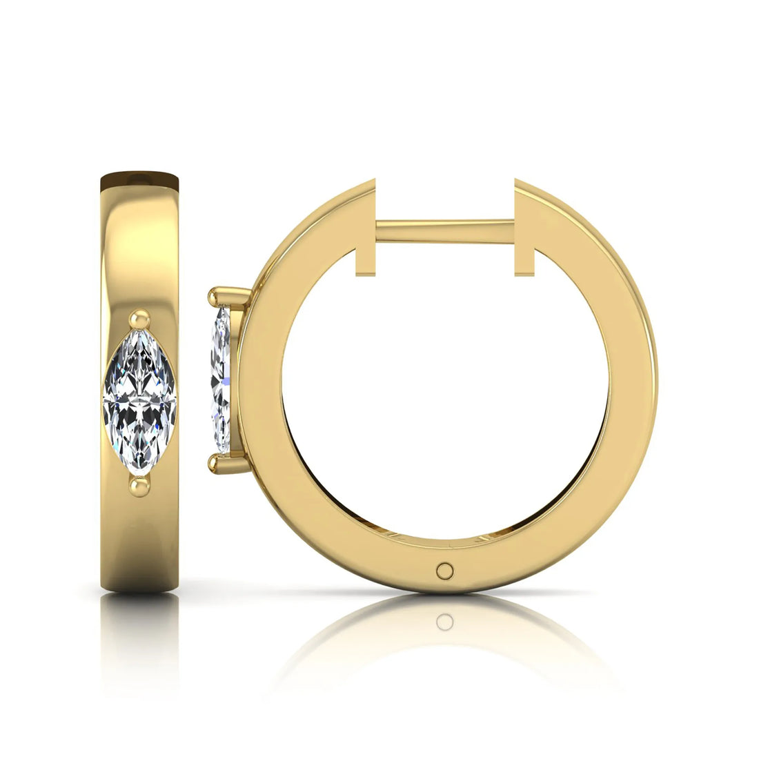 OctaPearl Marquise Prong Set Lab Grown Diamond Huggie Hoop Earrings