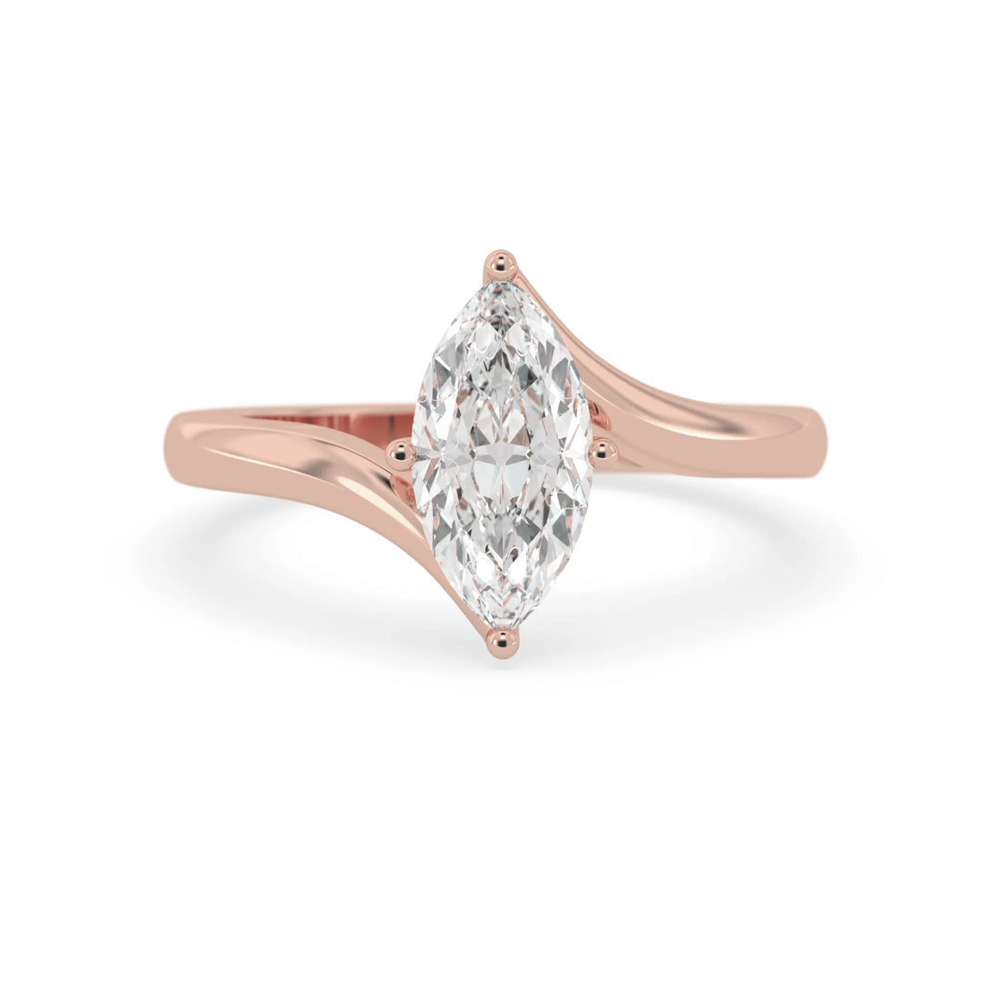 OctaPearl 1.5 ct Marquise Lab Grown Diamond Bypass Solitaire Engagement Ring