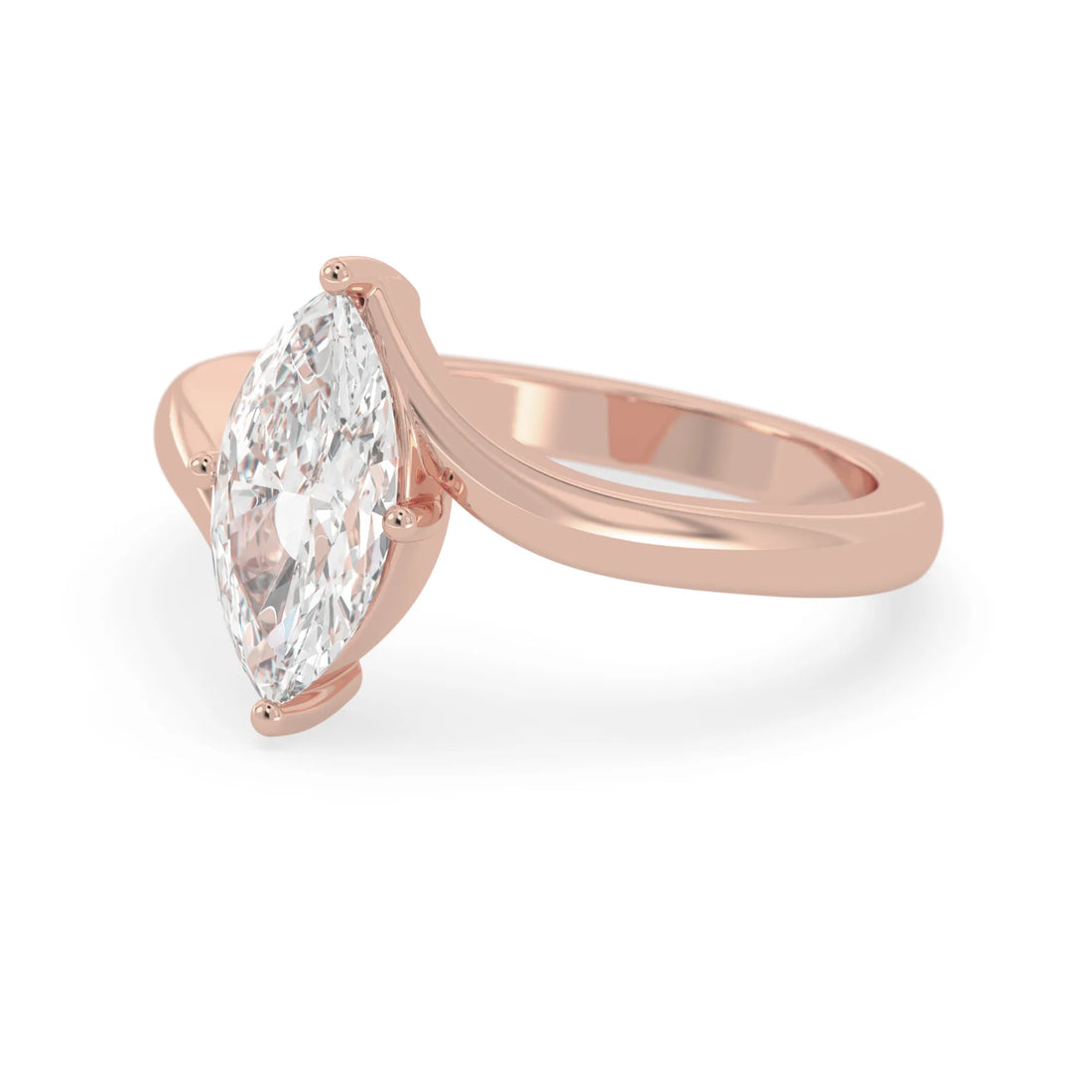 OctaPearl 1.5 ct Marquise Lab Grown Diamond Bypass Solitaire Engagement Ring