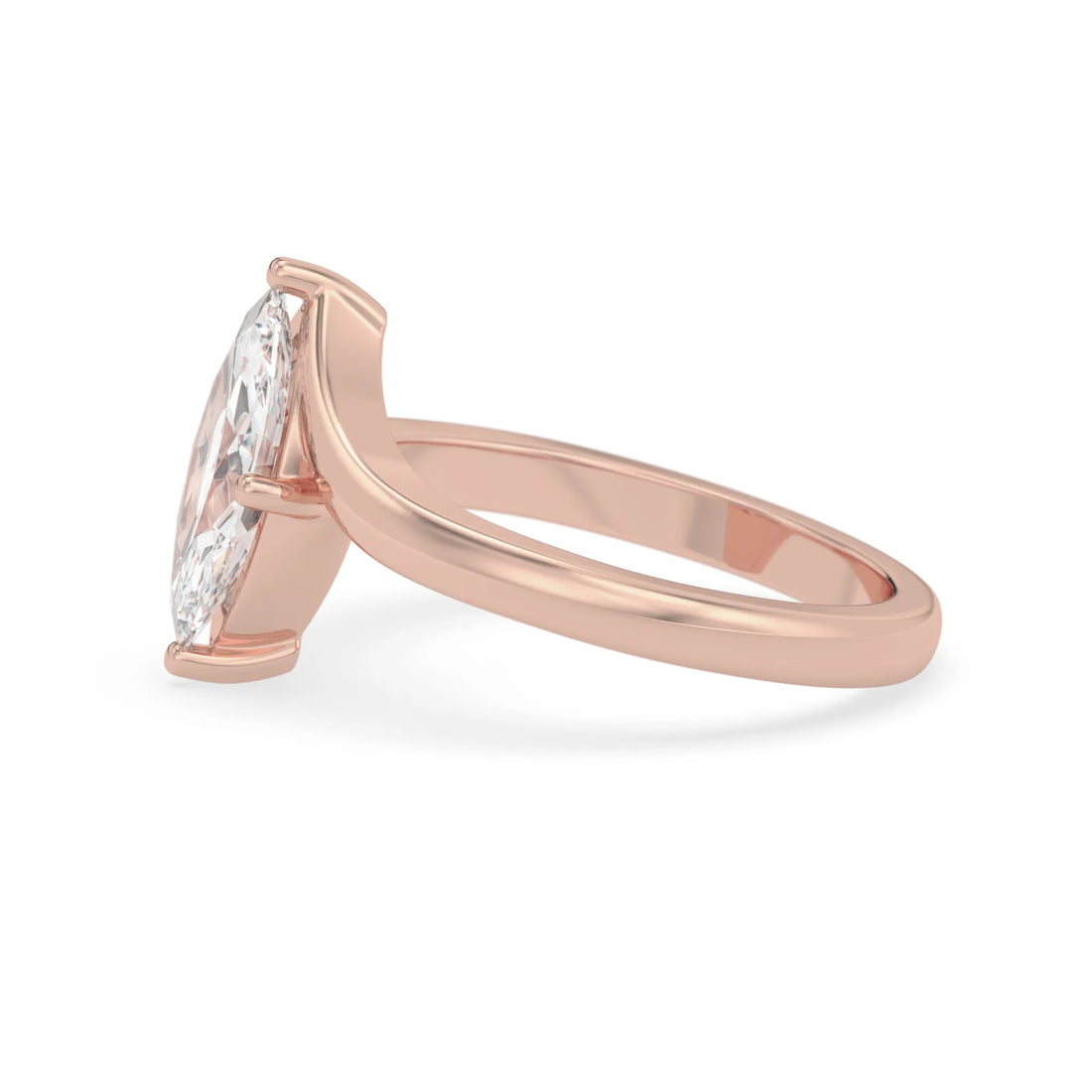 OctaPearl 1.5 ct Marquise Lab Grown Diamond Bypass Solitaire Engagement Ring