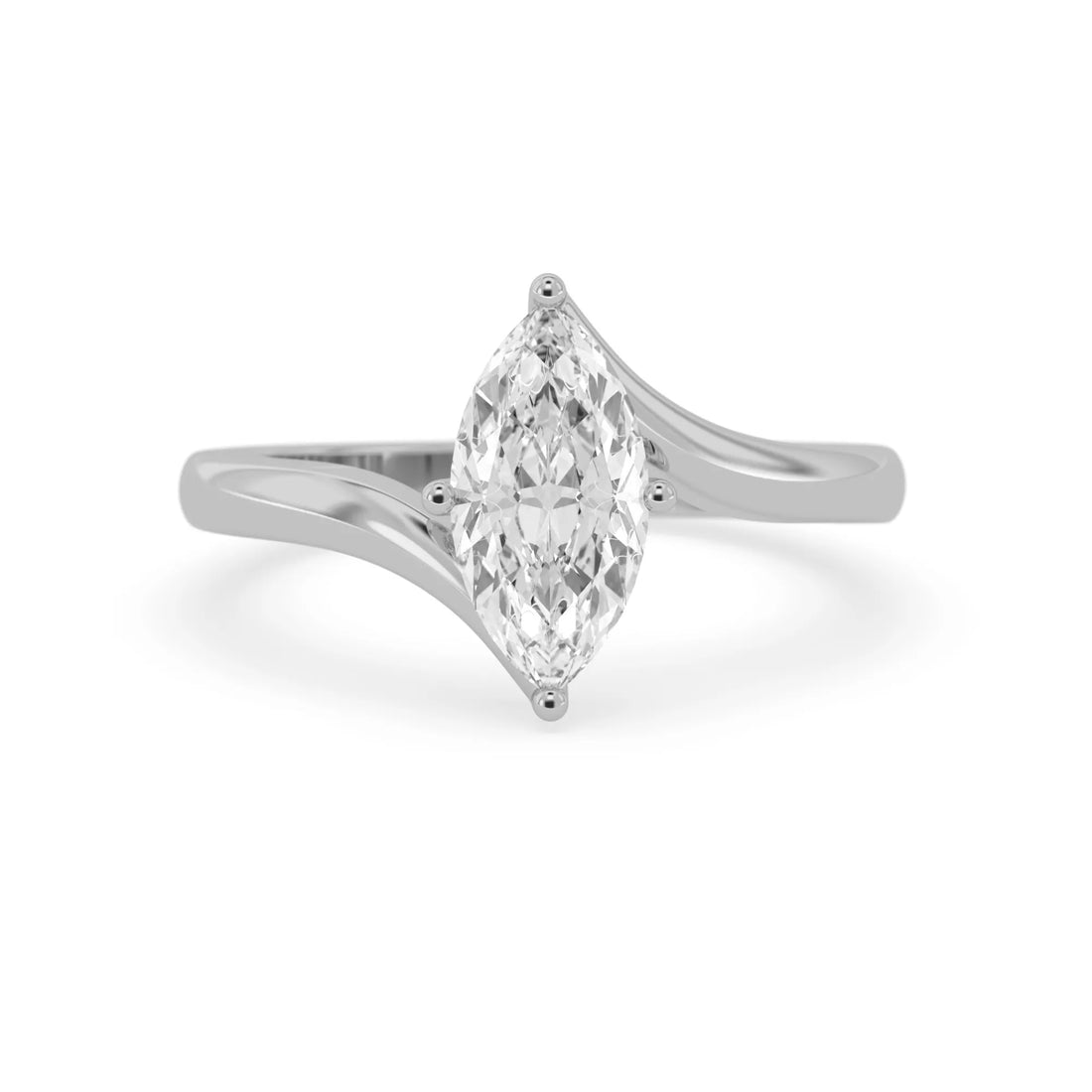 OctaPearl 1.5 ct Marquise Lab Grown Diamond Bypass Solitaire Engagement Ring