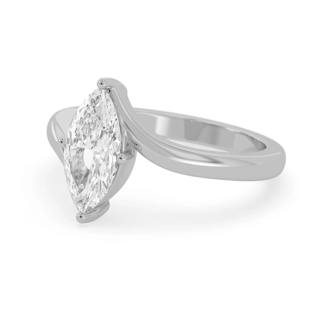 OctaPearl 1.5 ct Marquise Lab Grown Diamond Bypass Solitaire Engagement Ring