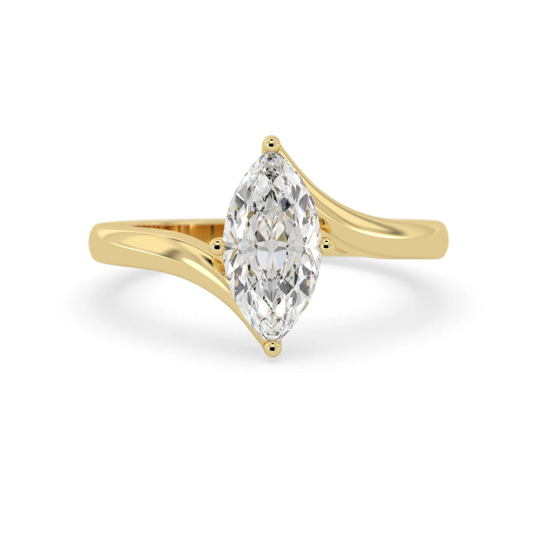 OctaPearl 1.5 ct Marquise Lab Grown Diamond Bypass Solitaire Engagement Ring
