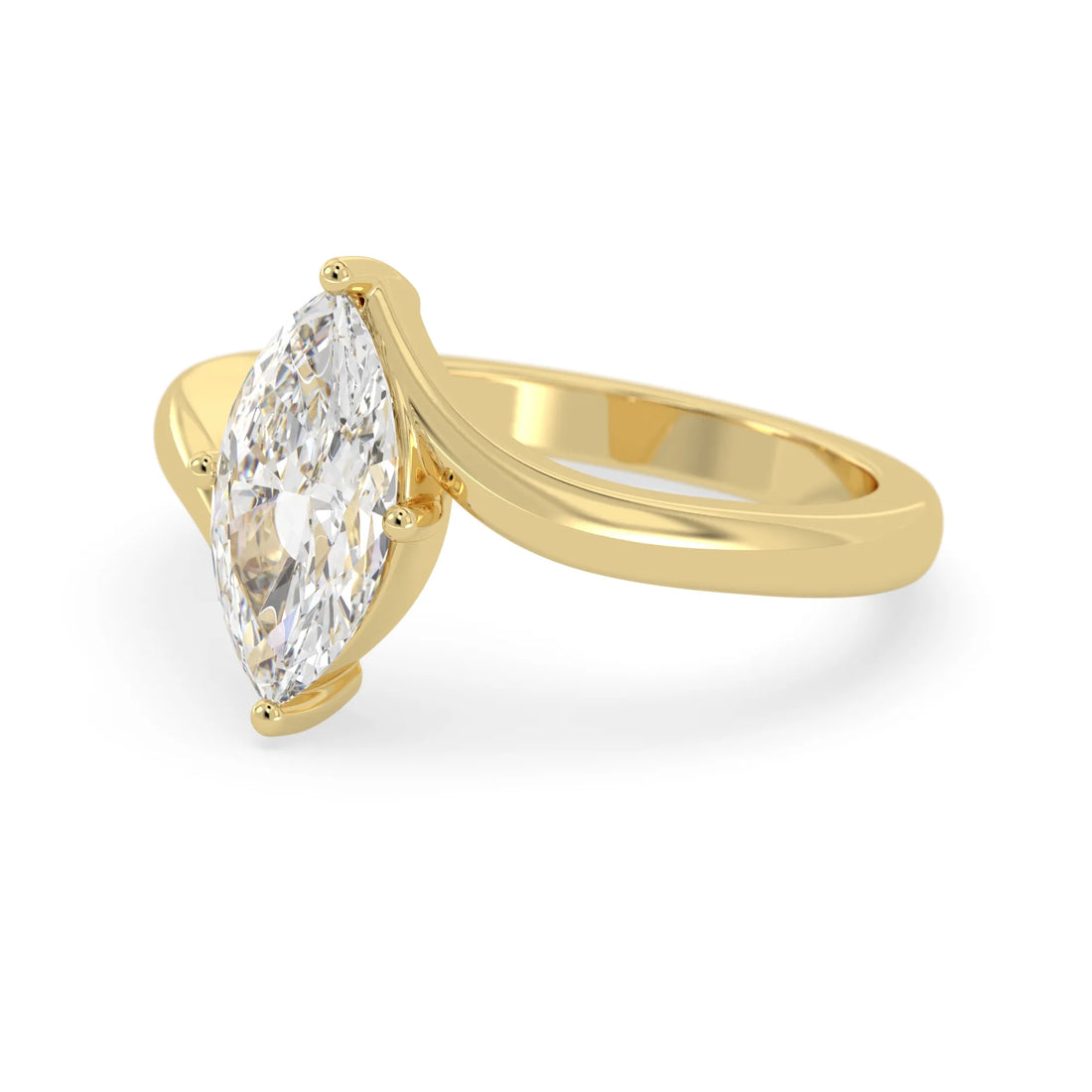 OctaPearl 1.5 ct Marquise Lab Grown Diamond Bypass Solitaire Engagement Ring