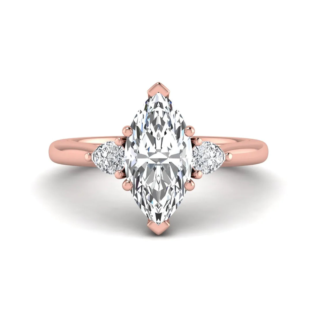 OctaPearl 1.5 ct Marquise Prong Set Lab Grown Diamond Three Stone Engagement Ring