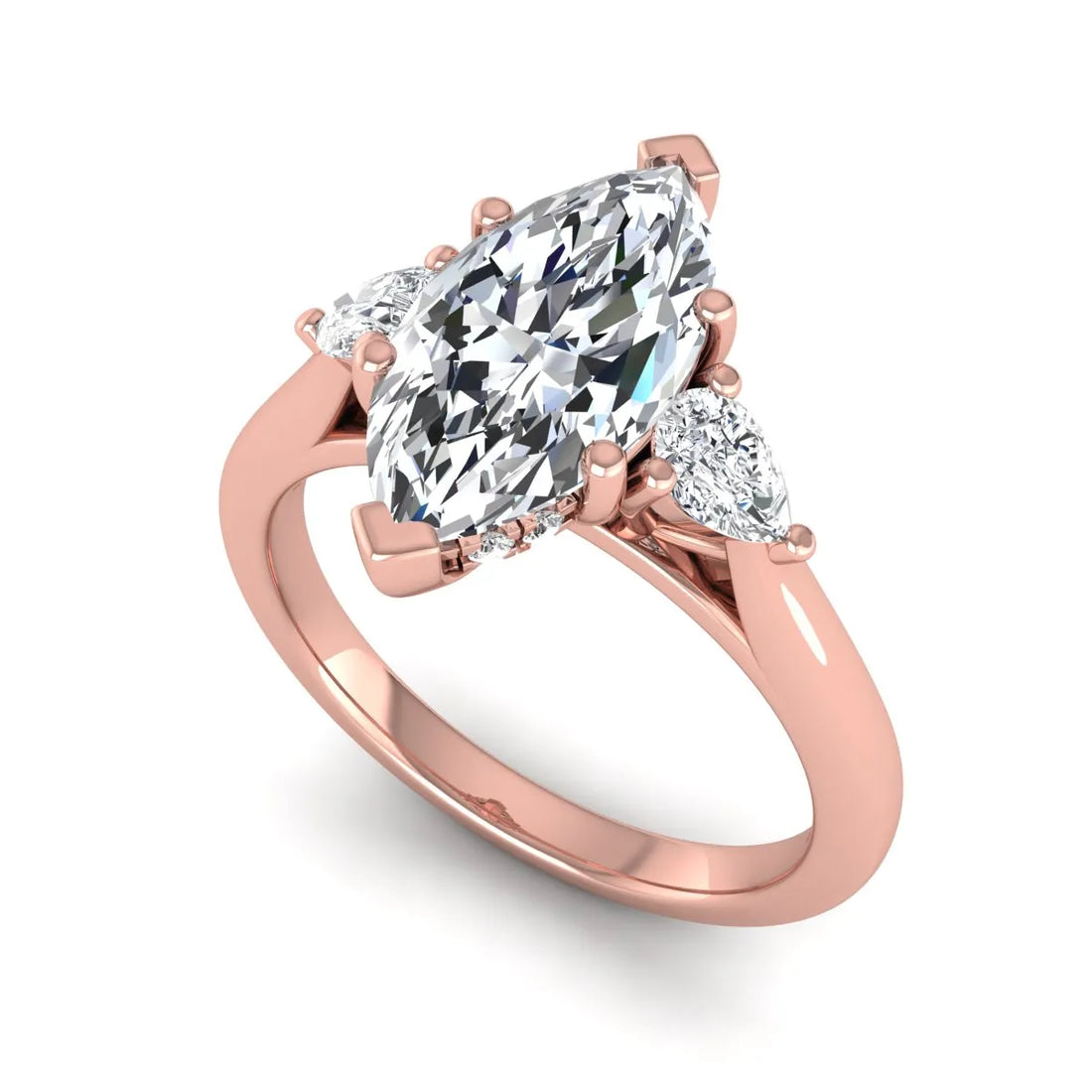 OctaPearl 1.5 ct Marquise Prong Set Lab Grown Diamond Three Stone Engagement Ring