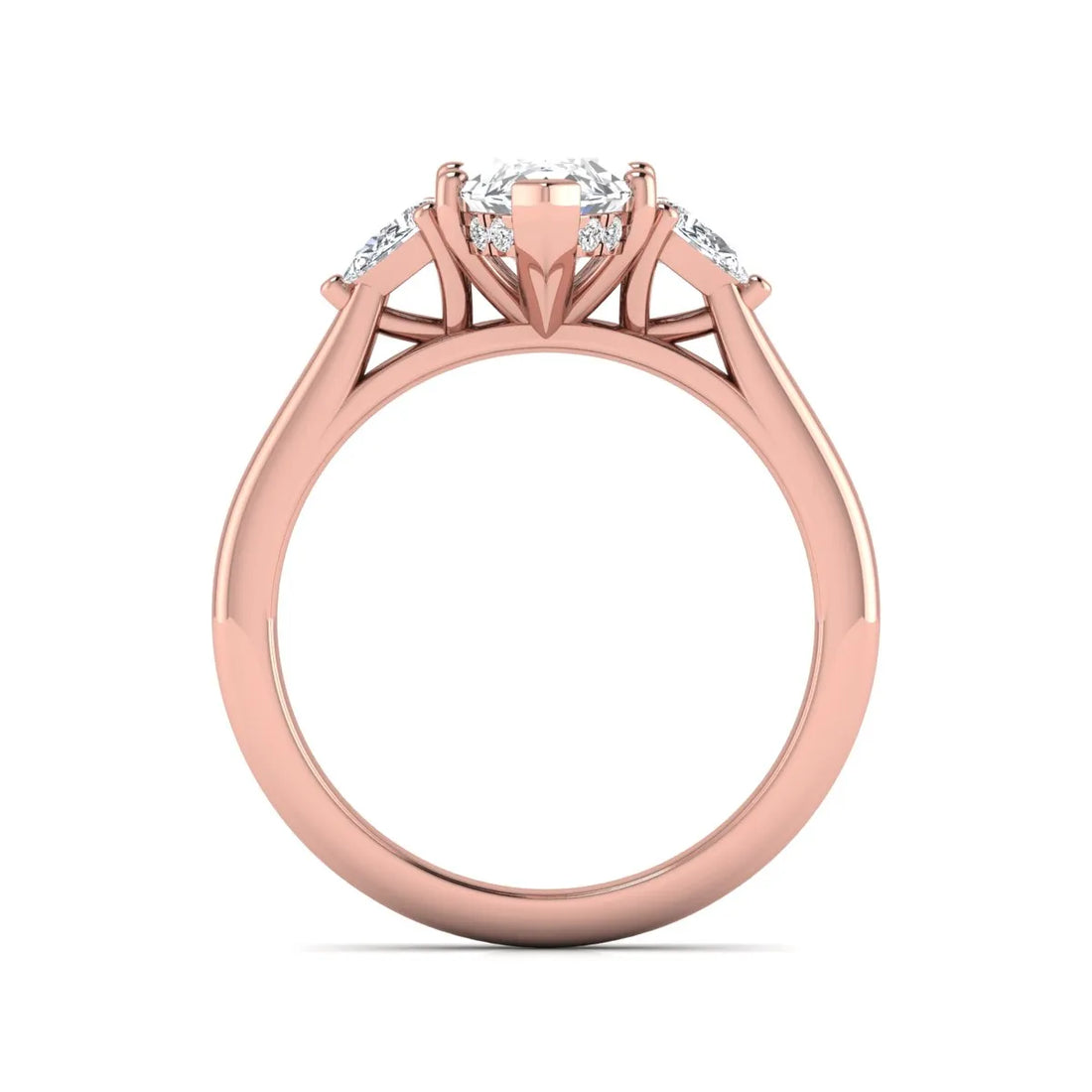 OctaPearl 1.5 ct Marquise Prong Set Lab Grown Diamond Three Stone Engagement Ring