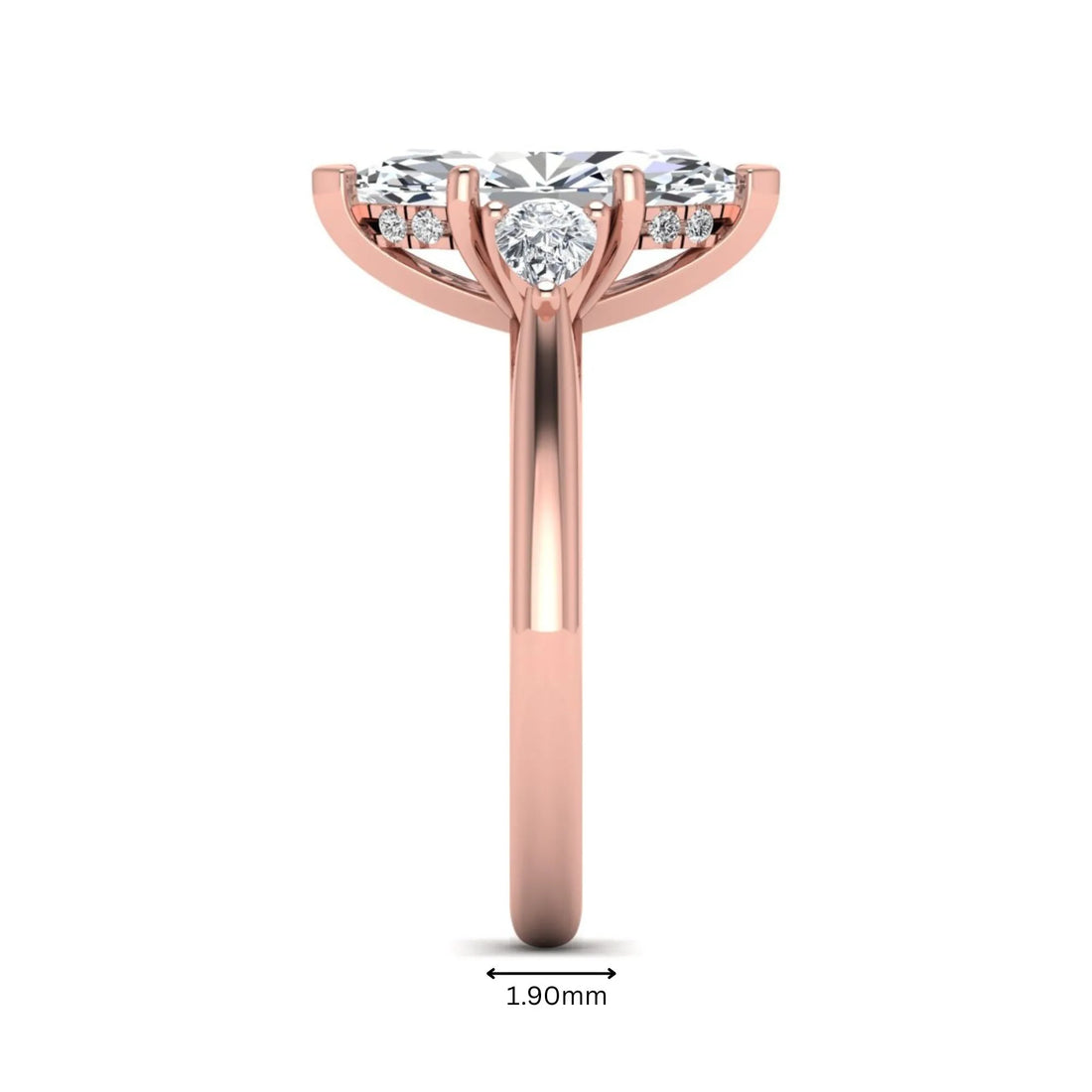 OctaPearl 1.5 ct Marquise Prong Set Lab Grown Diamond Three Stone Engagement Ring