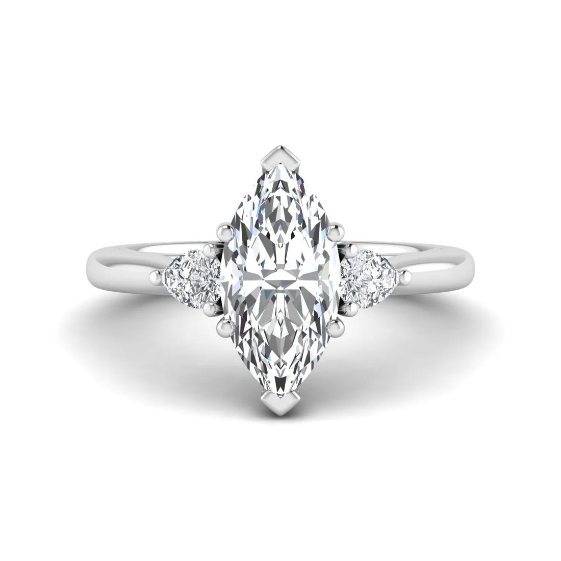 OctaPearl 1.5 ct Marquise Prong Set Lab Grown Diamond Three Stone Engagement Ring