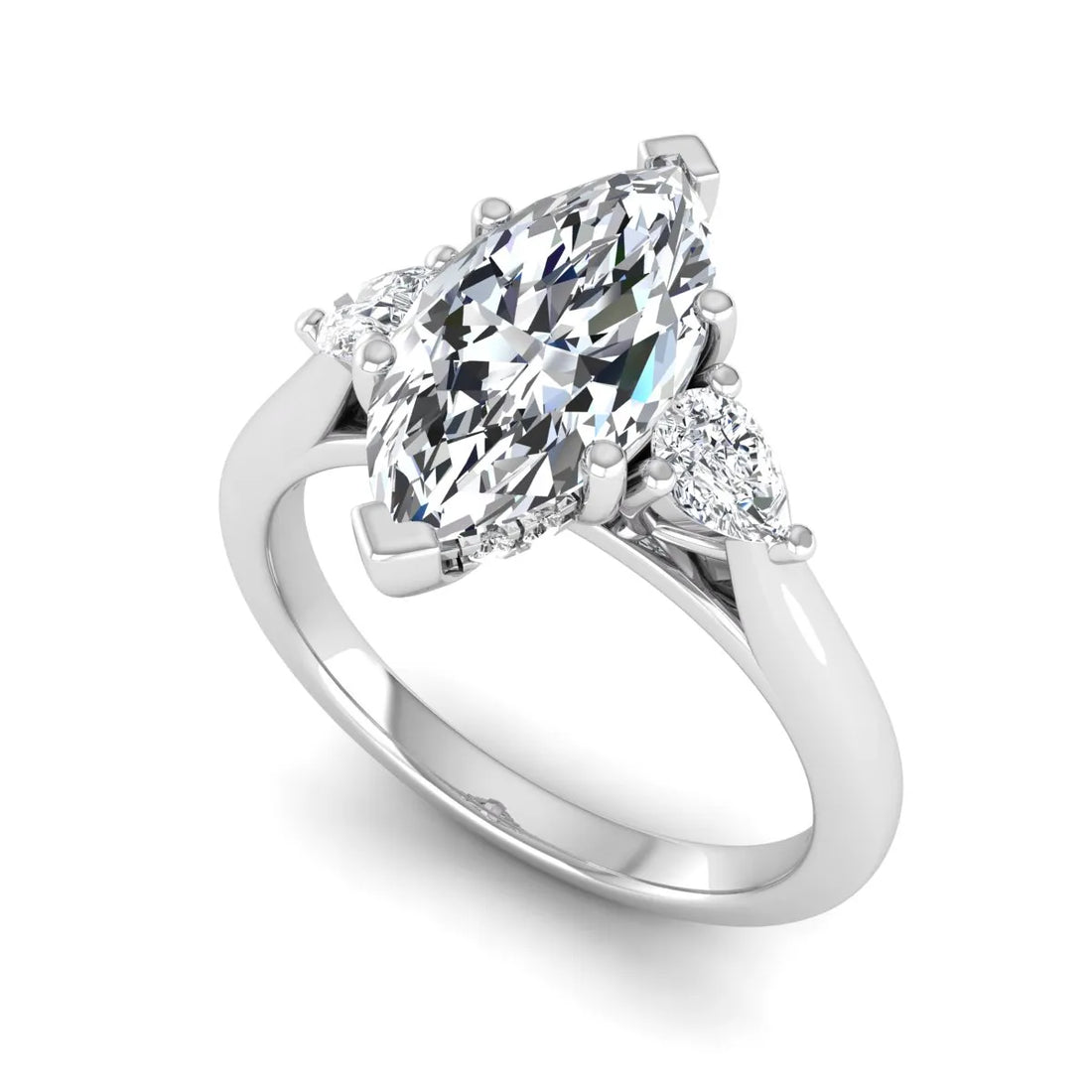 OctaPearl 1.5 ct Marquise Prong Set Lab Grown Diamond Three Stone Engagement Ring
