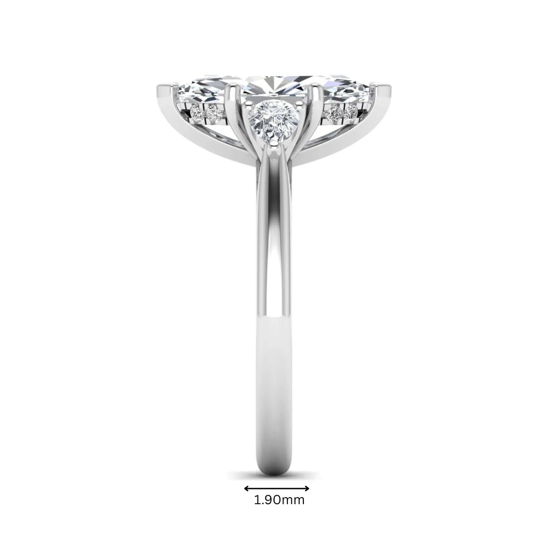 OctaPearl 1.5 ct Marquise Prong Set Lab Grown Diamond Three Stone Engagement Ring