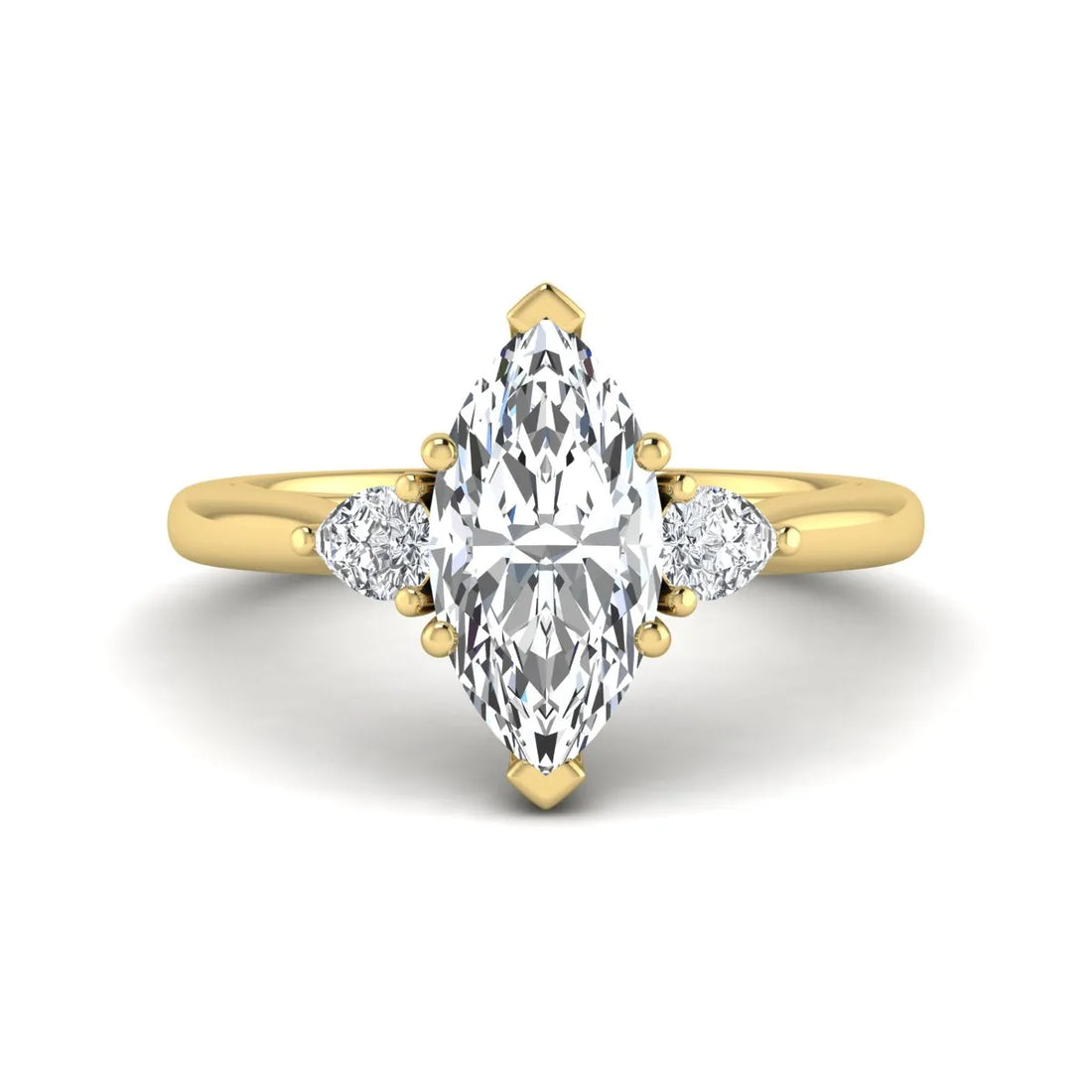OctaPearl 1.5 ct Marquise Prong Set Lab Grown Diamond Three Stone Engagement Ring