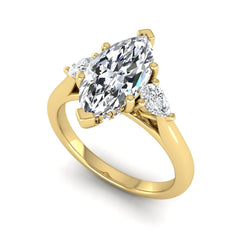 OctaPearl 1.5 ct Marquise Prong Set Lab Grown Diamond Three Stone Engagement Ring - alternate view