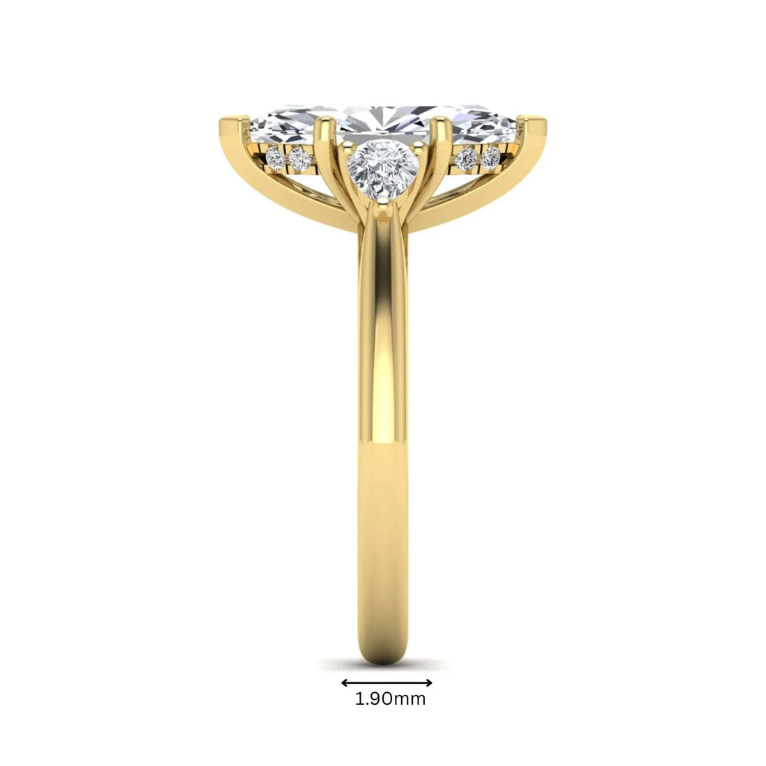 OctaPearl 1.5 ct Marquise Prong Set Lab Grown Diamond Three Stone Engagement Ring