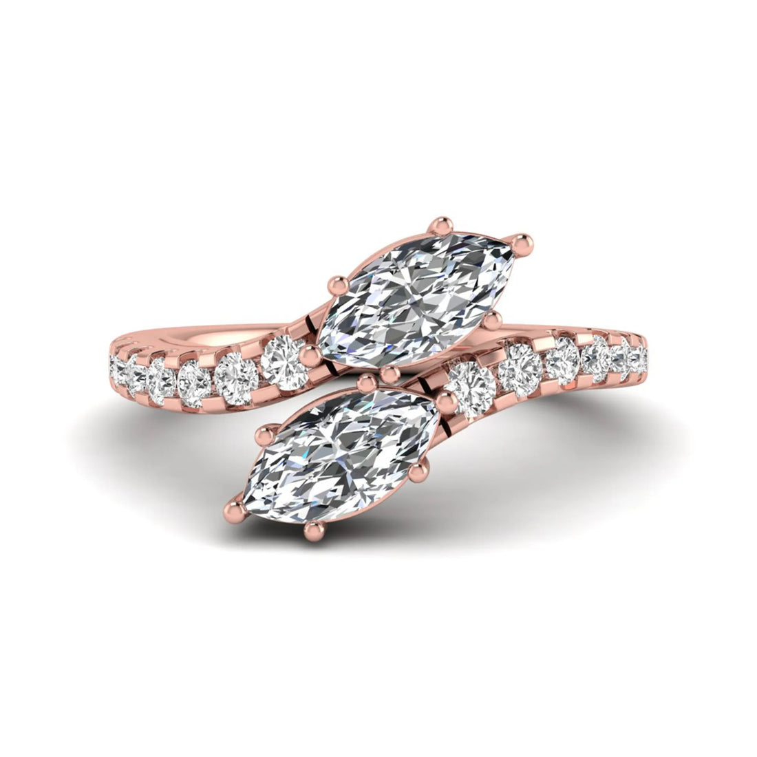 OctaPearl Toi Et Moi Lab Grown Diamond Bypass Shank Engagement Ring