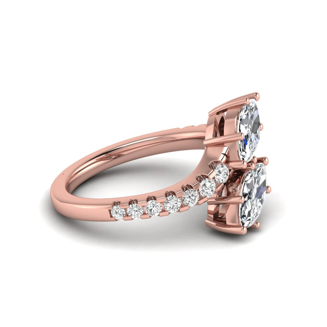 OctaPearl Toi Et Moi Lab Grown Diamond Bypass Shank Engagement Ring