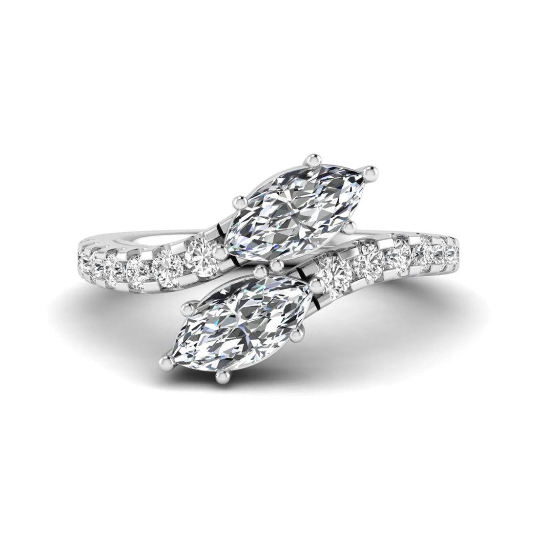 OctaPearl Toi Et Moi Lab Grown Diamond Bypass Shank Engagement Ring